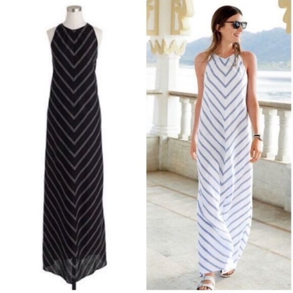 J.Crew Chevron Stripe  Sleeveless Linen Maxi Dress 2 NWOT - Picture 1 of 9